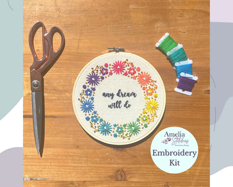 Joseph and the Amazing Technicolour Dreamcoat Inspired Embroidery Kit - "Any dream will do" by Amelia Stitches