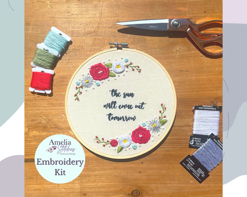 Annie Inspired Embroidery Kit - "The sun will come out tomorrow" by Amelia Stitches