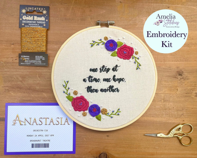 Anastasia Inspired Embroidery Kit - "One step at a time, one hope, then another" by Amelia Stitches