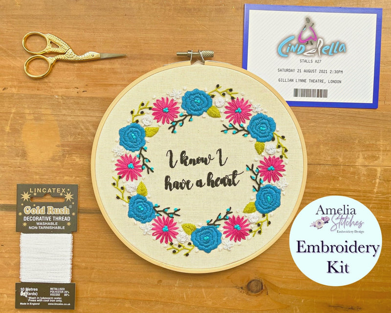 Cinderella Inspired Embroidery Kit - "I Know I Have A Heart" by Amelia Stitches