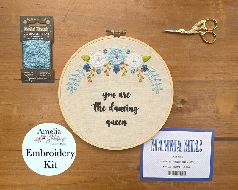 Mamma Mia Inspired Embroidery Kit "You are the dancing queen" by Amelia Stitches