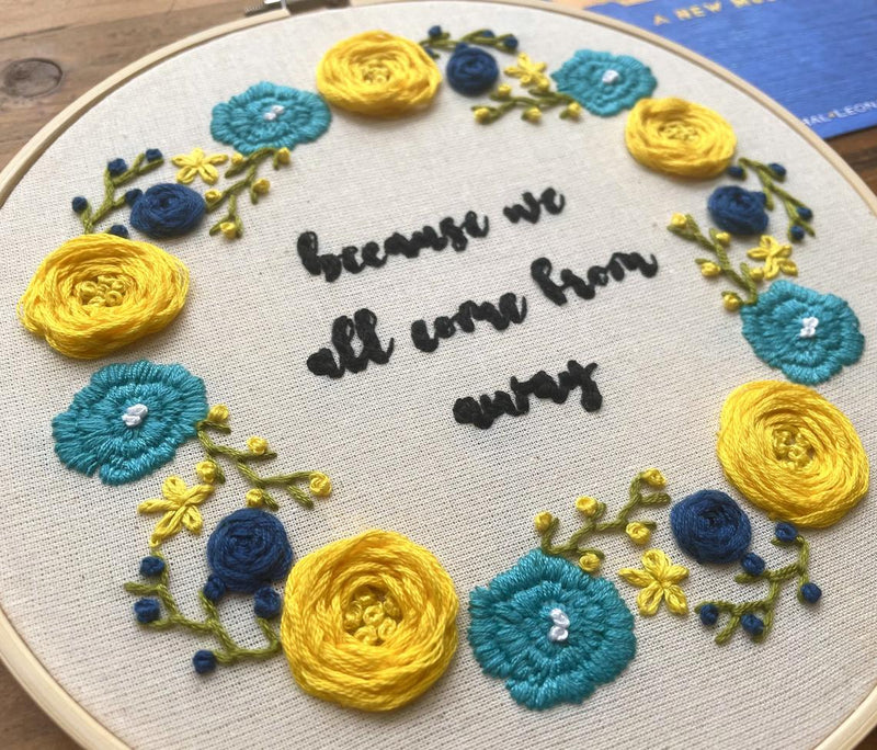 Come From Away Inspired Embroidery Kit - "Because We All Come From Away" by Amelia Stitches