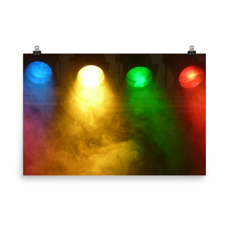 Coloured Lights in Smoke - Poster