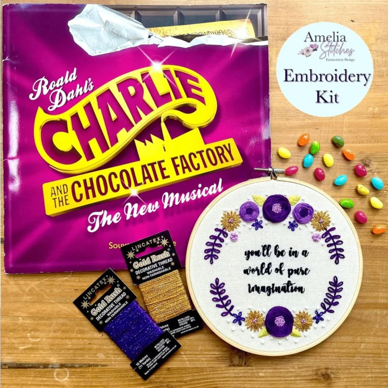 Charlie and the Chocolate Factory Inspired Embroidery Kit - "You'll be in a world of pure imagination" by Amelia Stitches