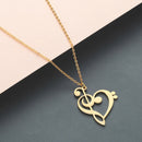 Treble and Bass Clef Heart - Necklace