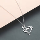 Treble and Bass Clef Heart - Necklace