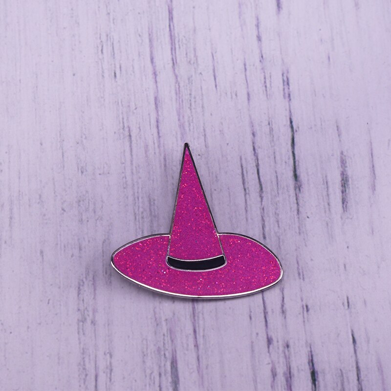 Pink Glitter Witch Hat - Enamel Pin
