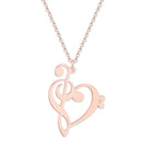 Treble and Bass Clef Heart - Necklace