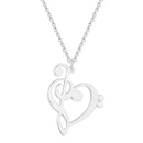 Treble and Bass Clef Heart - Necklace