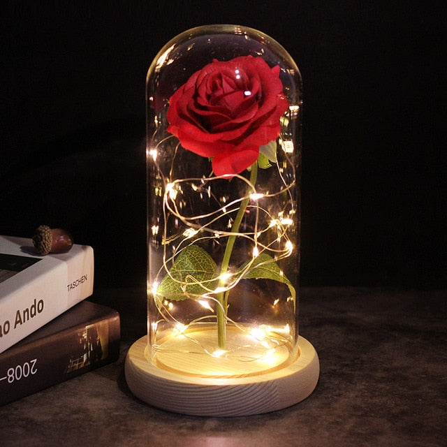 Eternal Rose Glass Jar with Lights